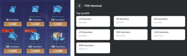 AOV Top Up Pricelist